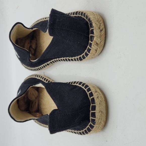 Soludos Palm Tree Embroidered Espadrille Linen Smoking Slippers In Black Size 10 - Picture 3 of 14